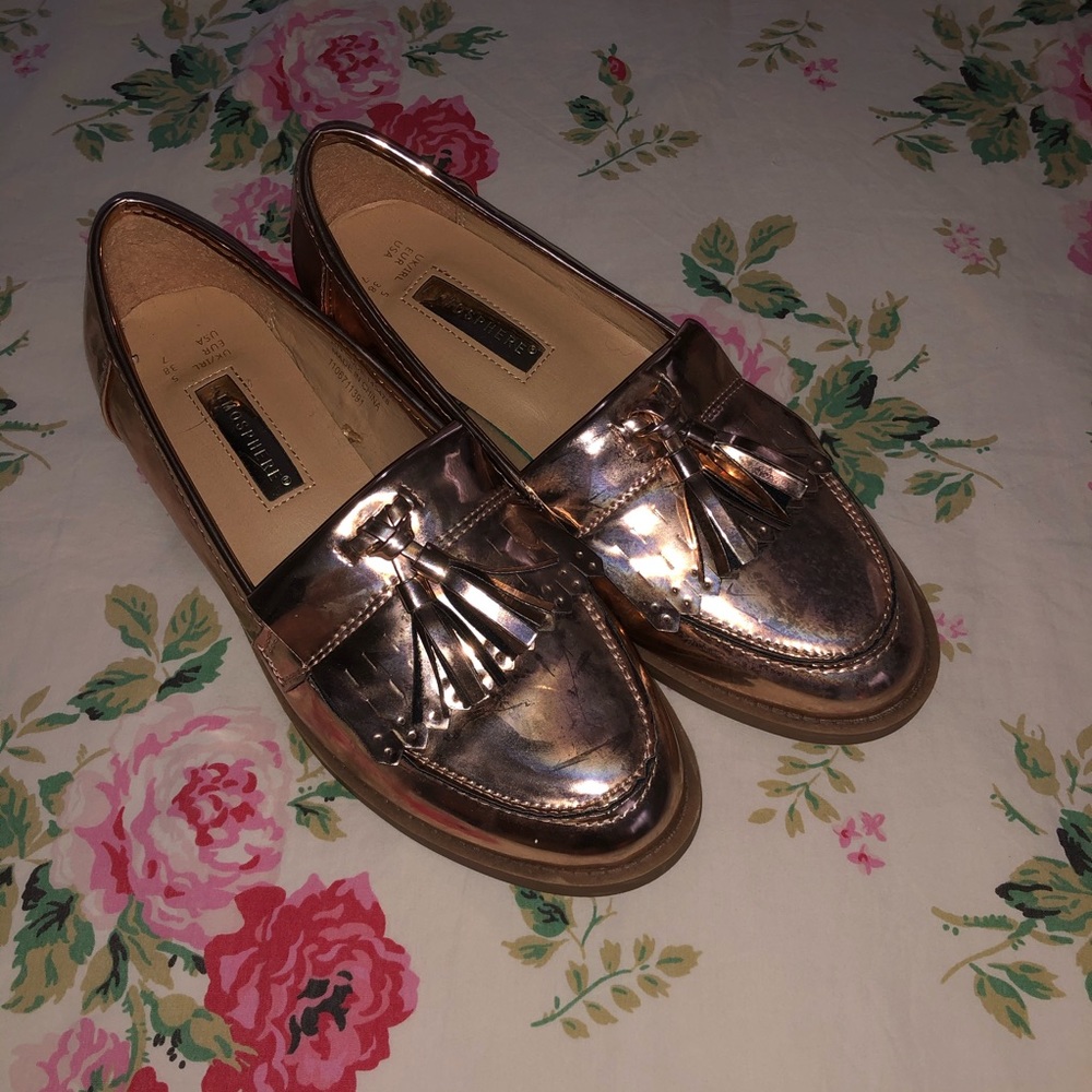 Rose Gold Shiny Loafers